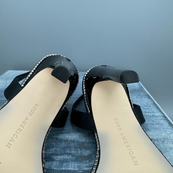 NEW Good American Women’s Crystal Crush Lucite Sandals Black Size 7.5 - Picture 8 of 9